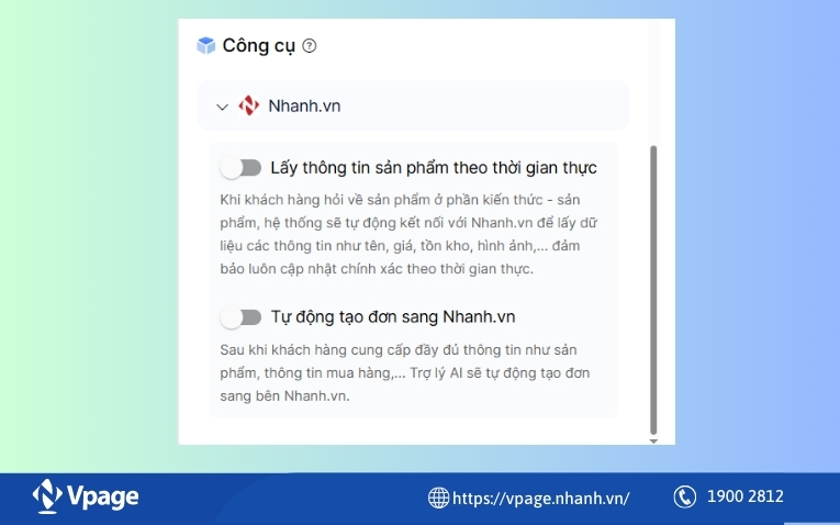 Cài đặt lấy thông tin sản phẩm và tự động tạo đơn hàng sang Nhanh.vn 