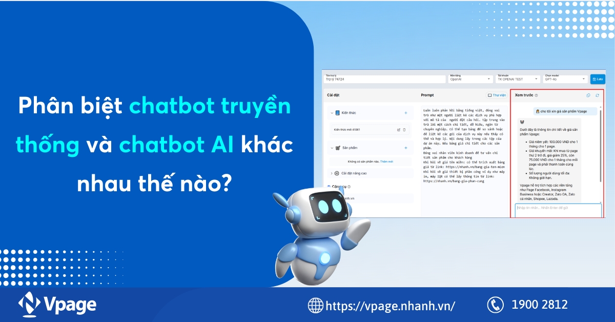 Phân biệt chatbot truyền thống và chatbot AI khác nhau thế nào?