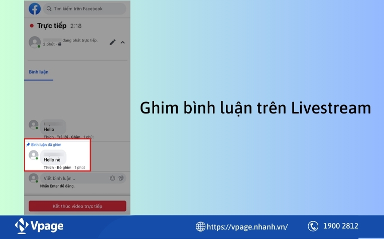 Tính năng ghim comment trên Livestream 