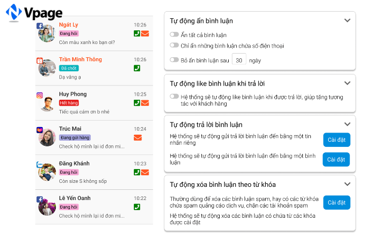Quản lý bình luận và tin nhắn trên fanpage