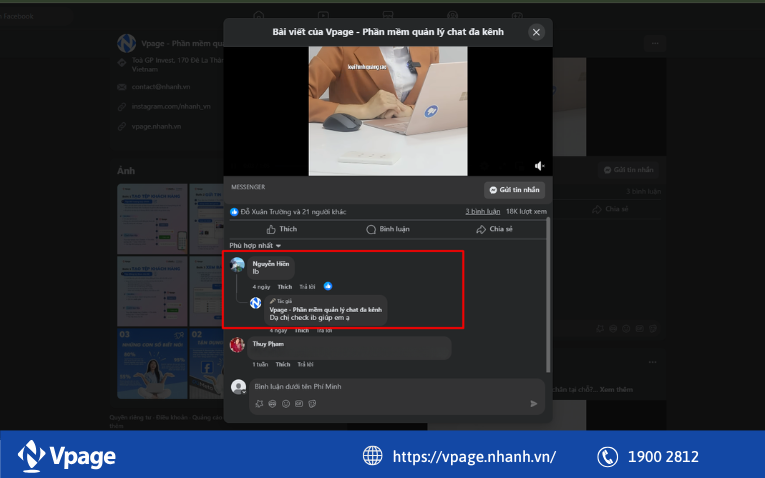 Tương tác với khách hàng trên comment
