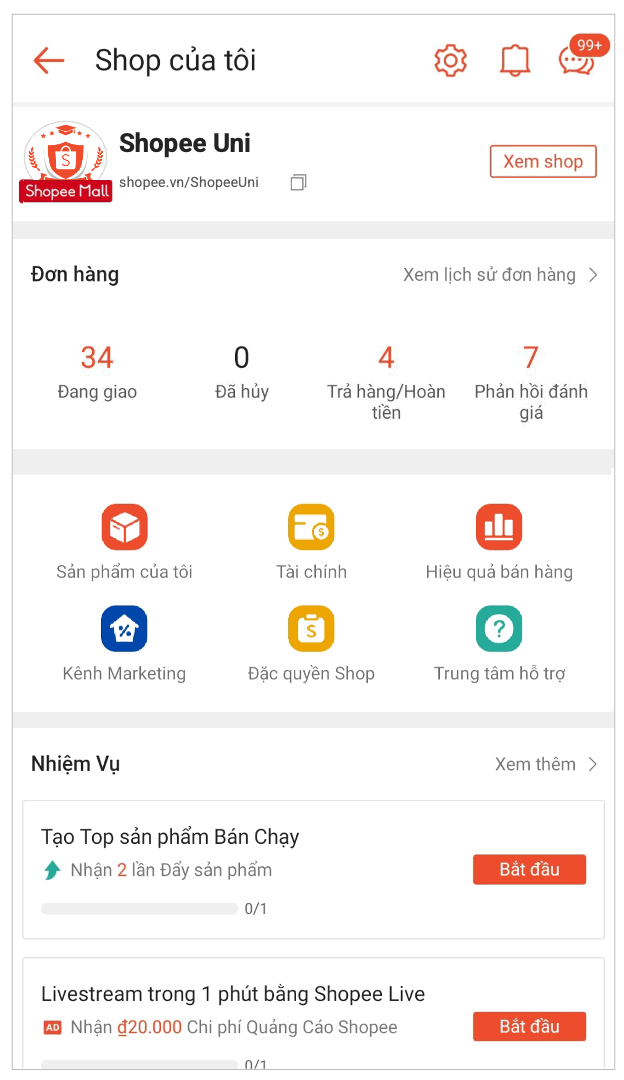 Tạo tin nhắn quảng bá trên ứng dụng Shopee