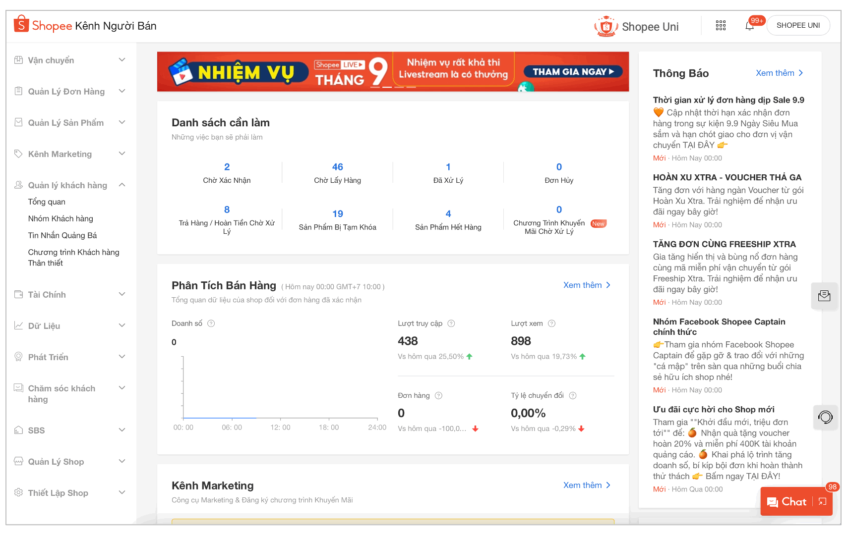Tạo tin nhắn quảng bá Shopee