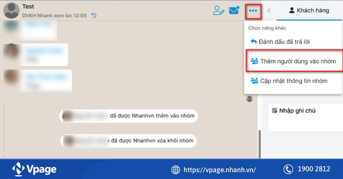 Tính năng thêm người dùng vào trong nhóm