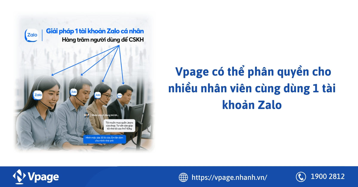 Vpage có thể phân quyền cho nhiều nhân viên dùng 1 tài khoản Zalo cá nhân