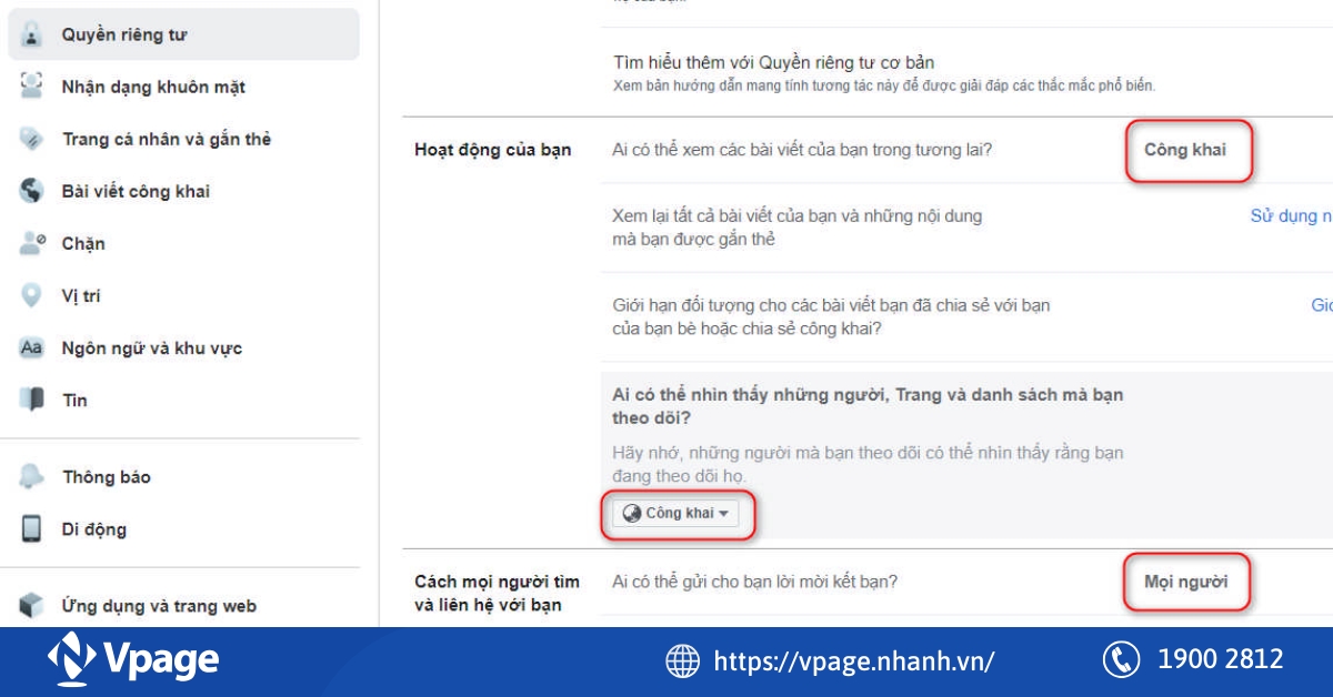 Mở các chức năng công khai để tăng lượt theo dõi trên Facebook