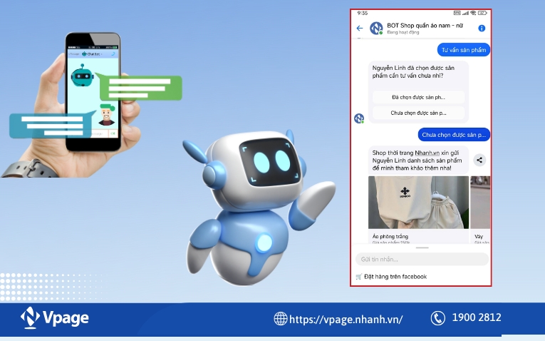 Chatbot Fanpage tự động phản hồi khách hàng của phần mềm Vpage