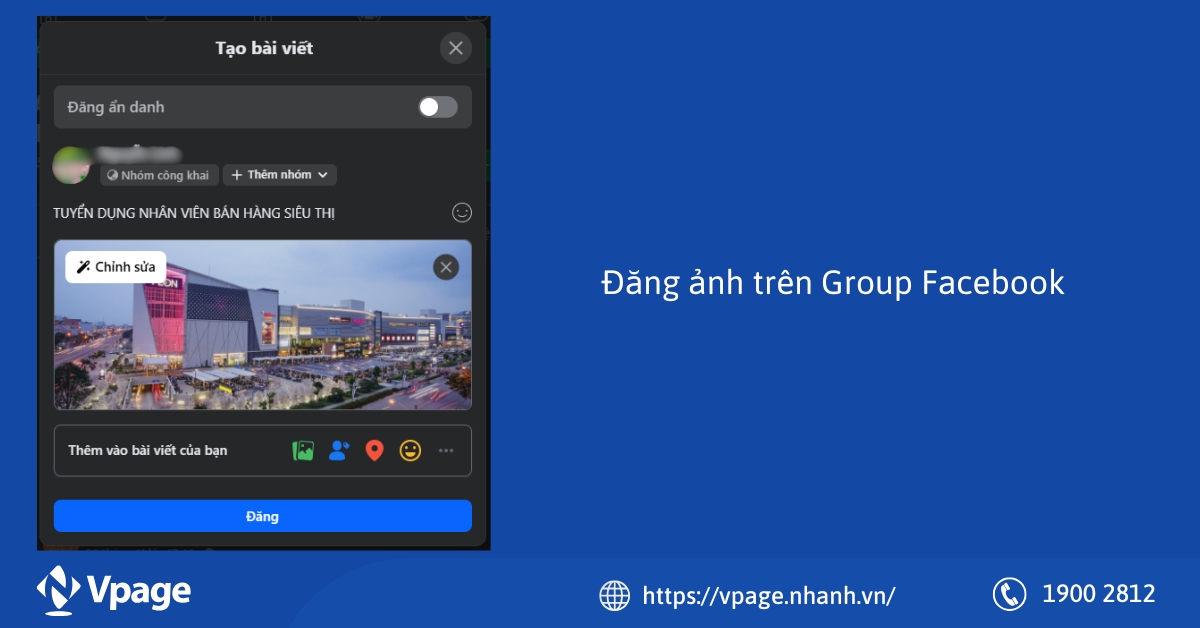 Đăng ảnh lên Facebook với tài khoản Group Facebook