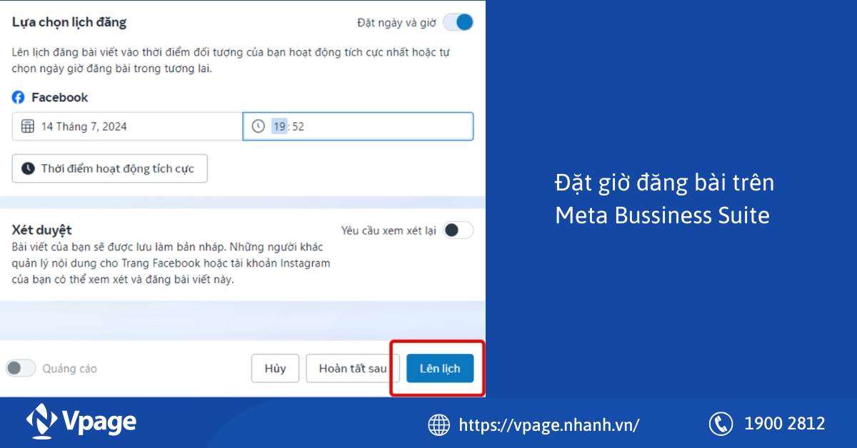 Meta Bussiness đăng bài hẹn giờ