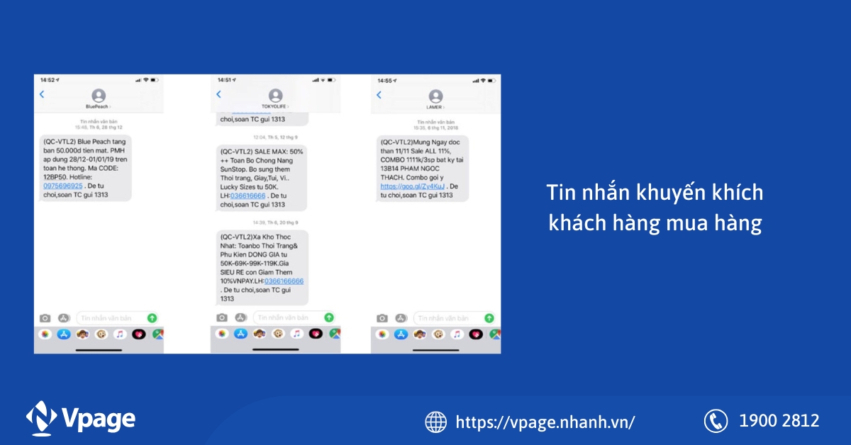 Tin nhắn khuyến khích khách hàng mua hàng