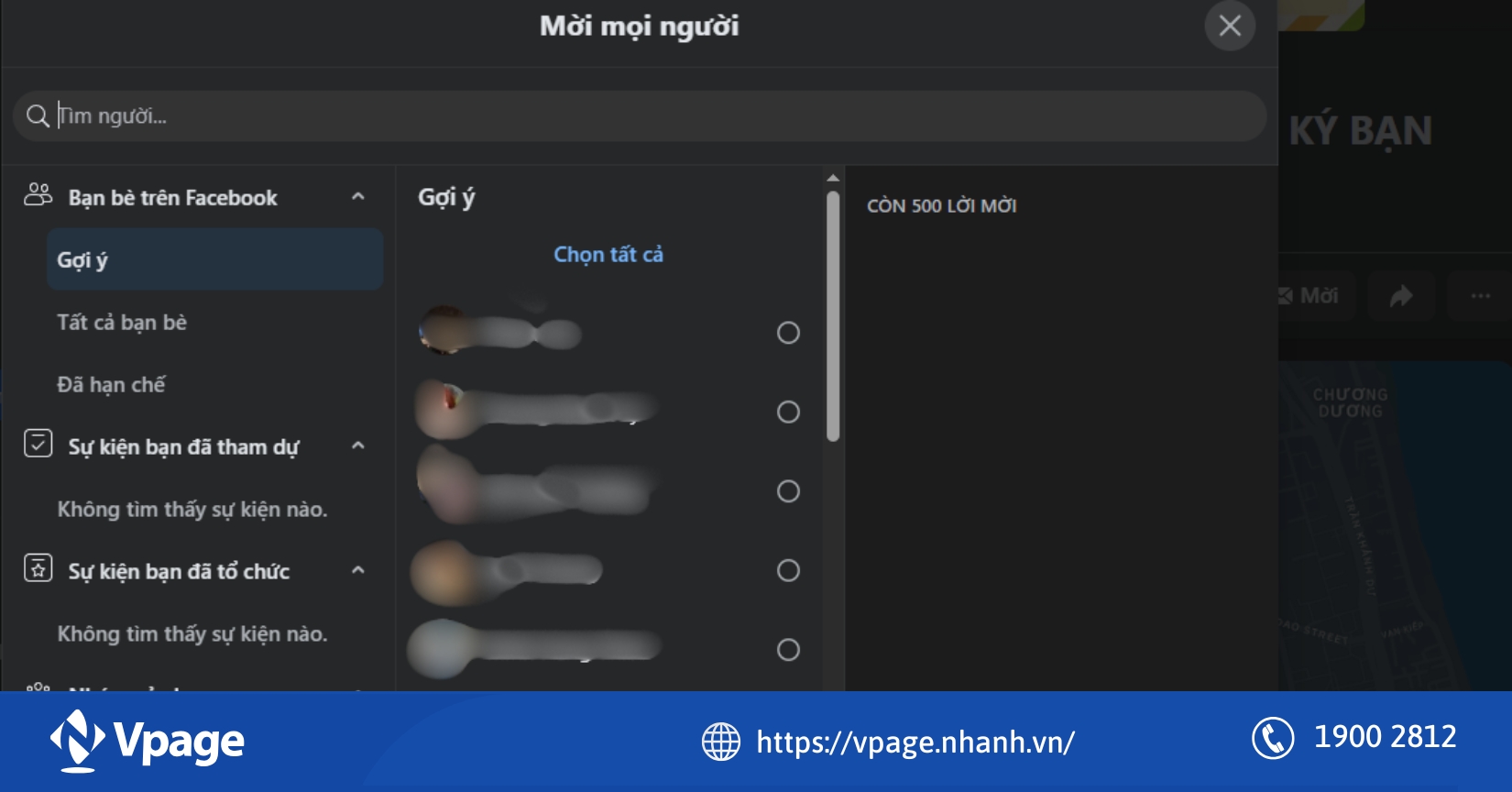 Mời bạn bè trên Facebook