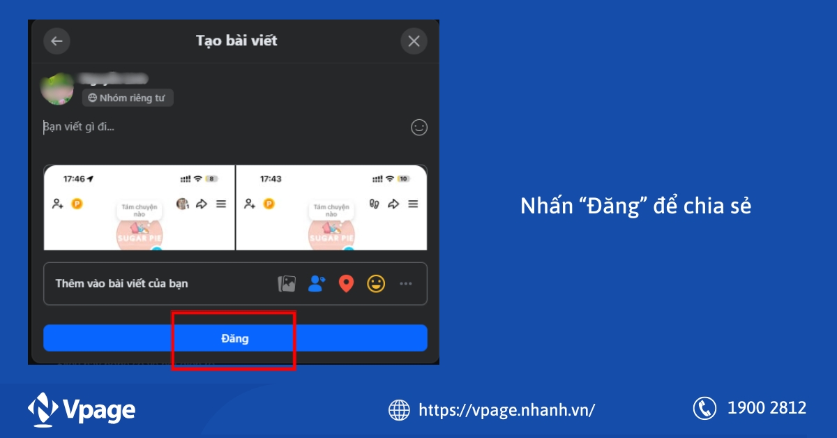 Nhấn “Đăng” để chia sẻ 