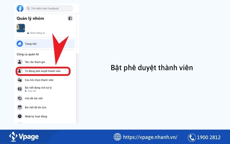 Bật phê duyệt thành viên