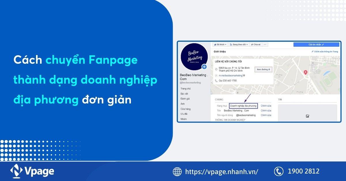 Cách chuyển fanpage thành dạng doanh nghiệp địa phương đơn giản