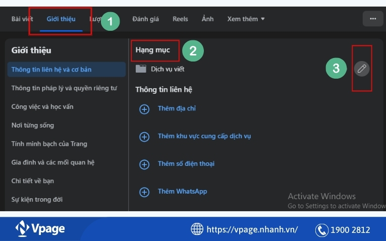 Chọn chỉnh sửa ở phần Hạng mục