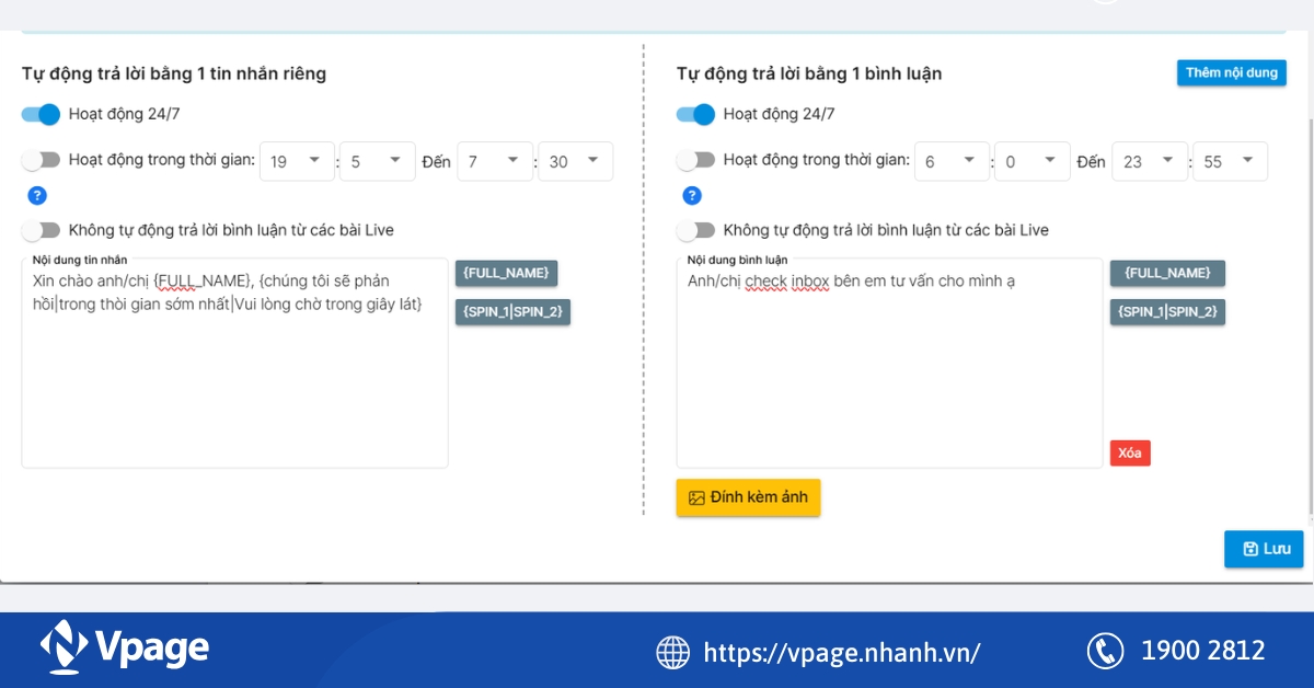 Tính năng cài đặt tự động trả lời bình luận trên Fanpage