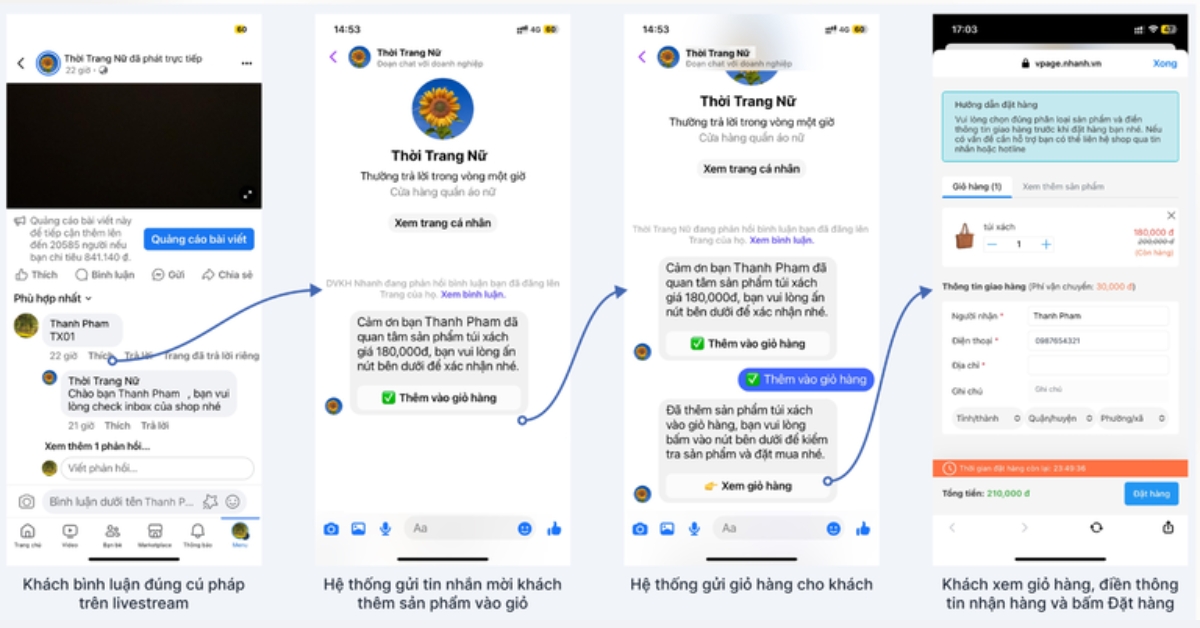 Tính năng chốt đơn tự động trên Livestream Facebook