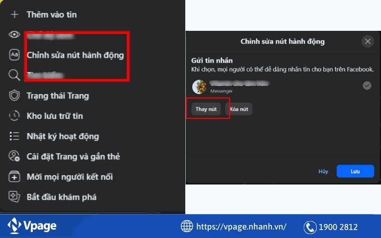 Vào "Chỉnh sửa nút hành động"