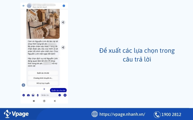 Đề xuất các lựa chọn trong câu trả lời