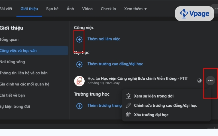 Thêm, chỉnh sửa thông tin