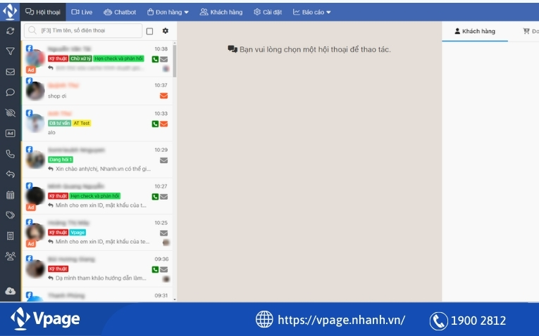 Vpage có thể quản lý tin nhắn từ rất nhiều Fanpage