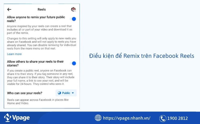 Remix trên Facebook Reels cần điều kiện gì?