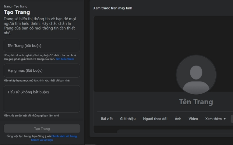 Thiết lập các thông tin cơ bản về trang web của bạn