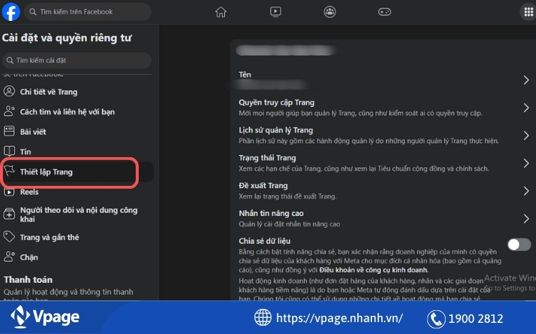Thiết lập vai trò trên trang