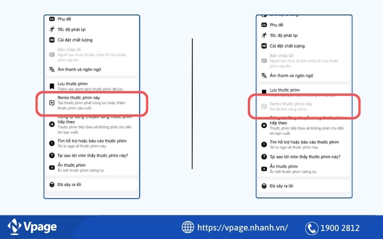 Video cho phép Remix và không cho Remix