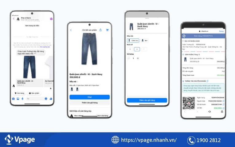 Chốt đơn tự động trên Messenger của Vpage