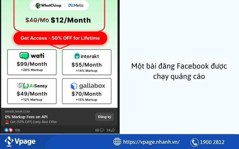 Một bài đăng Facebook được chạy quảng cáo 