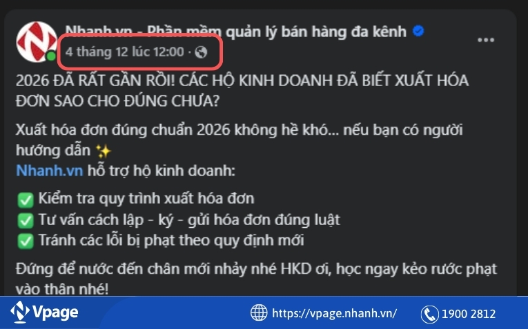 Chú ý thời gian đăng bài 
