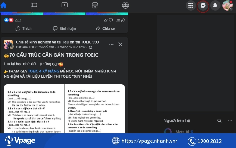 Nhấn vào biểu tượng Messenger 
