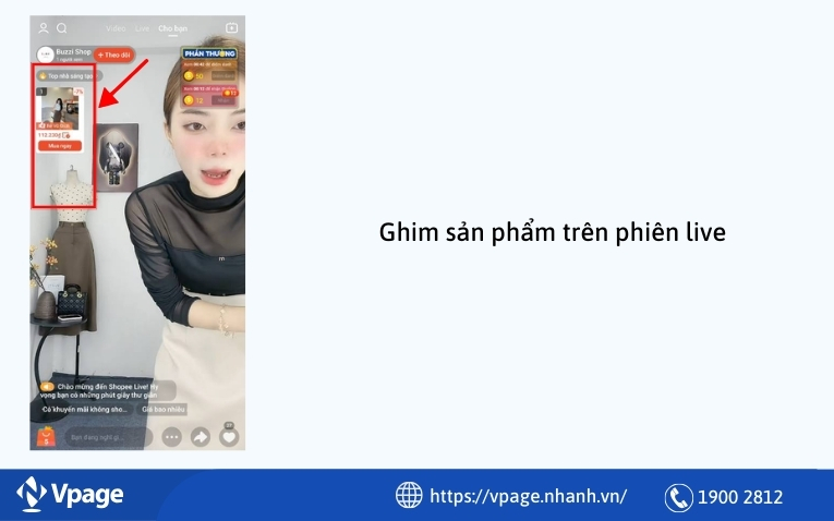 Ghim sản phẩm trên phiên live