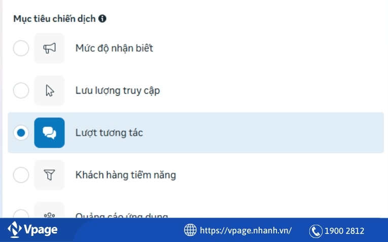 Mục tiêu "Lượt tương tác"