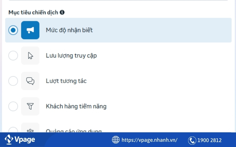 Mục tiêu “Mức độ nhận biết” 