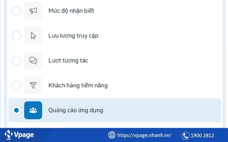 Mục tiêu “Quảng cáo ứng dụng”