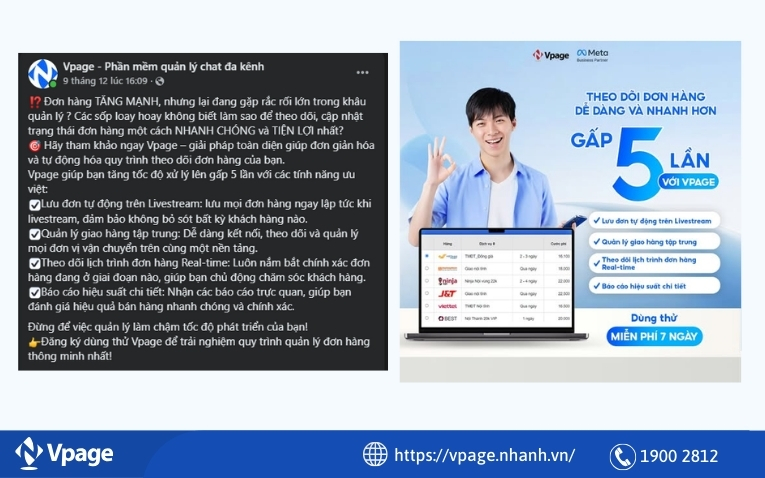 Nội dung trên bài đăng quảng cáo