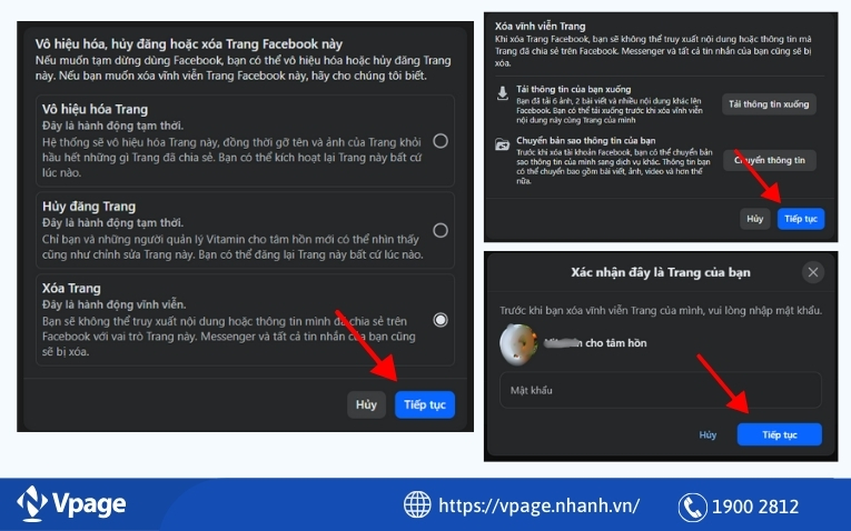 Thao tác Xóa trang