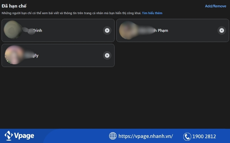 Danh sách bị hạn chế trên Facebook