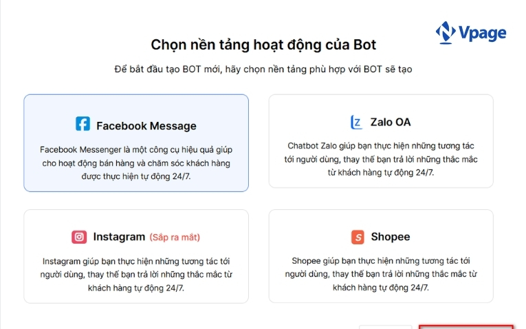 Chatbot trên Vpage hoạt động ở những nền tảng nào? 