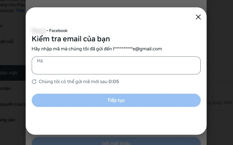 Không nhận được mã xác minh từ Facebook