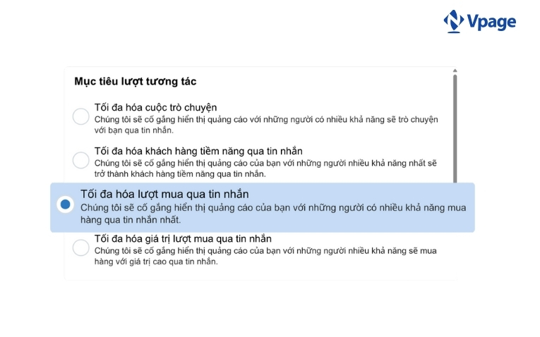 Mục tiêu Tối đa hóa lượt mua qua tin nhắn hiện đang có trên các phần mềm quản lý chat