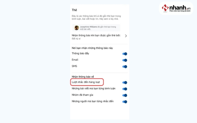 Nhấn lượt nhắc đến hàng loạt