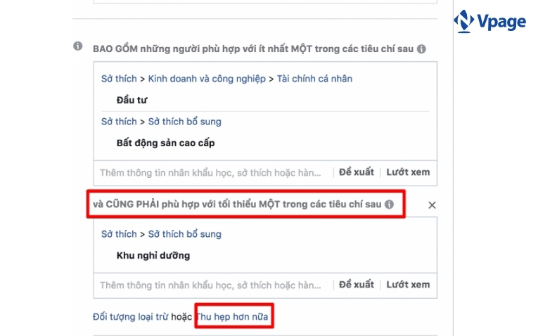 Target Facebook kèm điều kiện