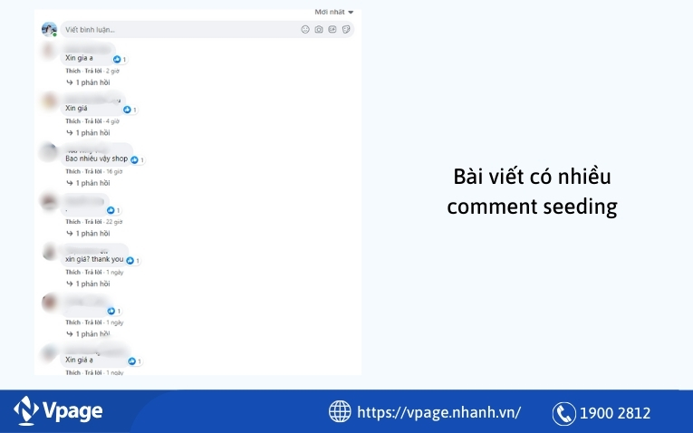 Bài viết có nhiều comment seeding