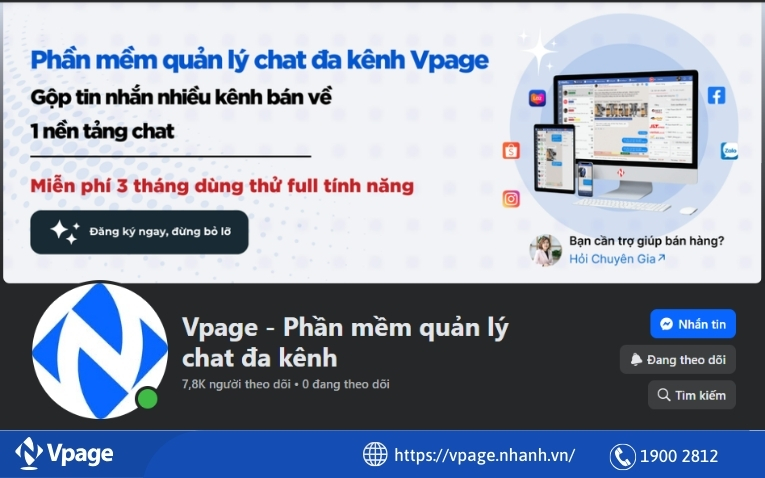 Fanpage của Phần mềm quản lý chat đa kênh Vpage