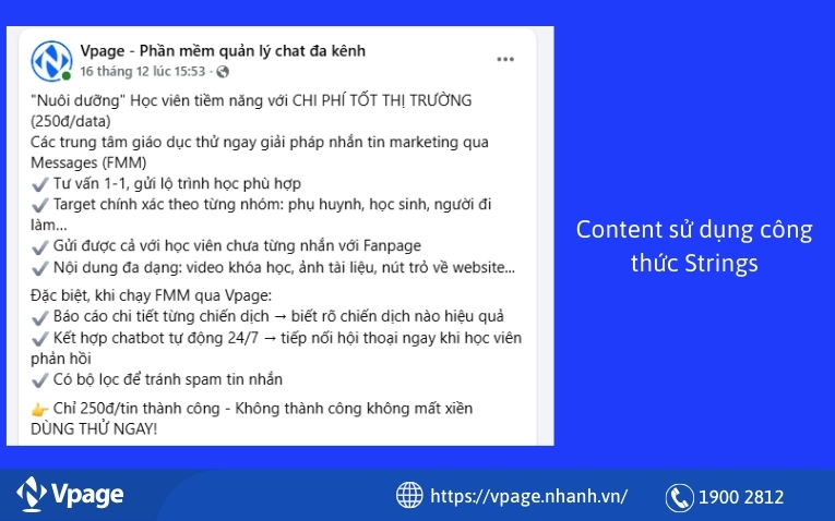Content sử dụng công thức Strings