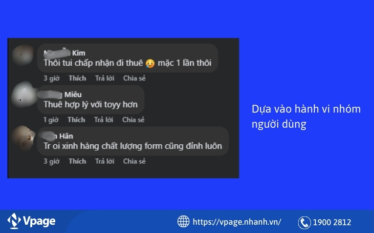 Dựa vào hành vi nhóm người dùng