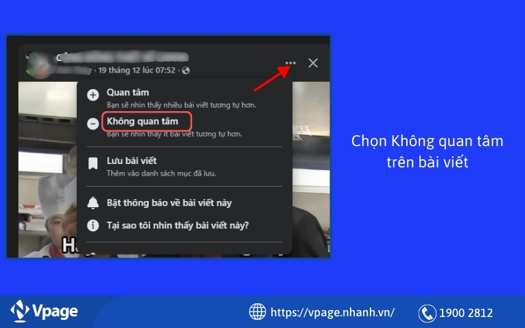 Chọn Không quan tâm trên bài viết